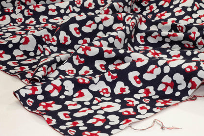 Animal Print Brocade - Red, White, Navy - Prime Fabrics
