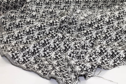 White and Black Brocade - Prime Fabrics