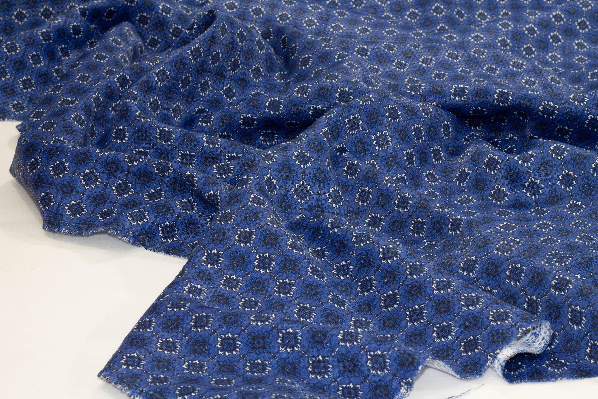 Blue French Cotton/Poly Brocade - Prime Fabrics