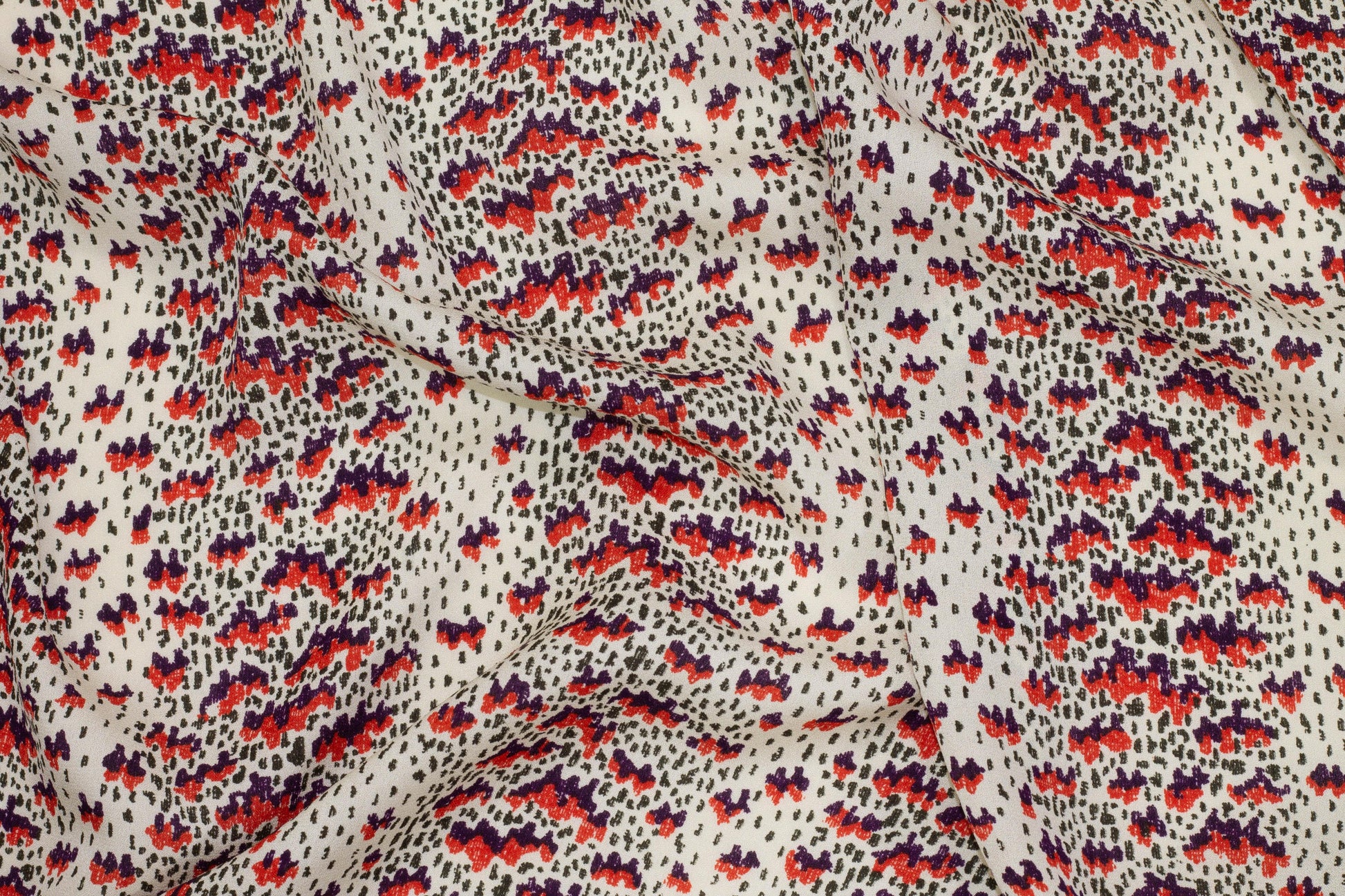 Off White Abstract Italian Silk Georgette - Prime Fabrics