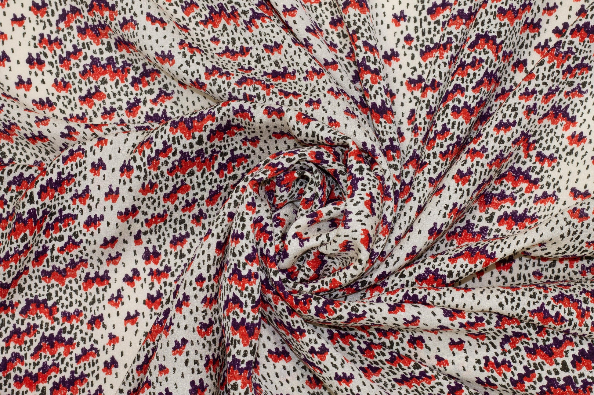Off White Abstract Italian Silk Georgette - Prime Fabrics