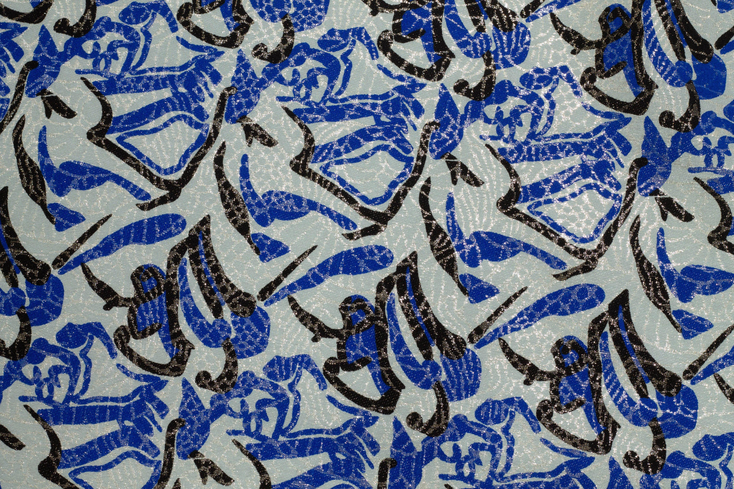 Blue and Turquoise Heavy Metallic Crepe De Chine Silk - Prime Fabrics