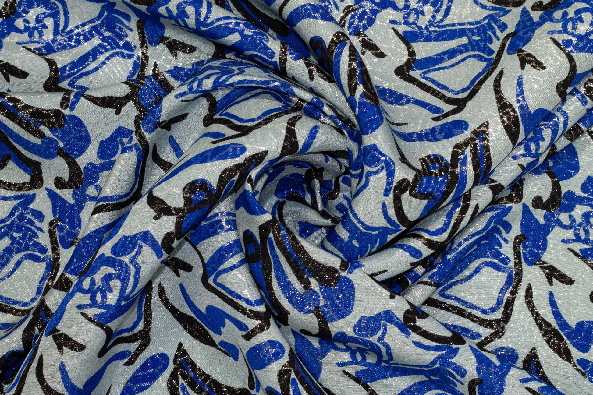 Blue and Turquoise Heavy Metallic Crepe De Chine Silk - Prime Fabrics