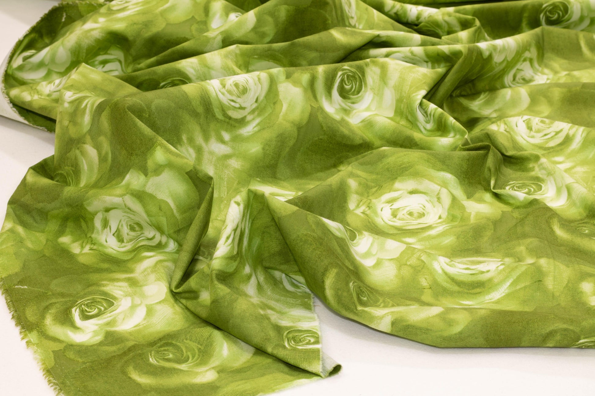 Green Floral Stretch Cotton - Prime Fabrics