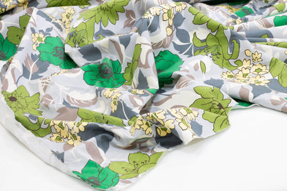 Green Floral Stretch Cotton Sateen - Prime Fabrics