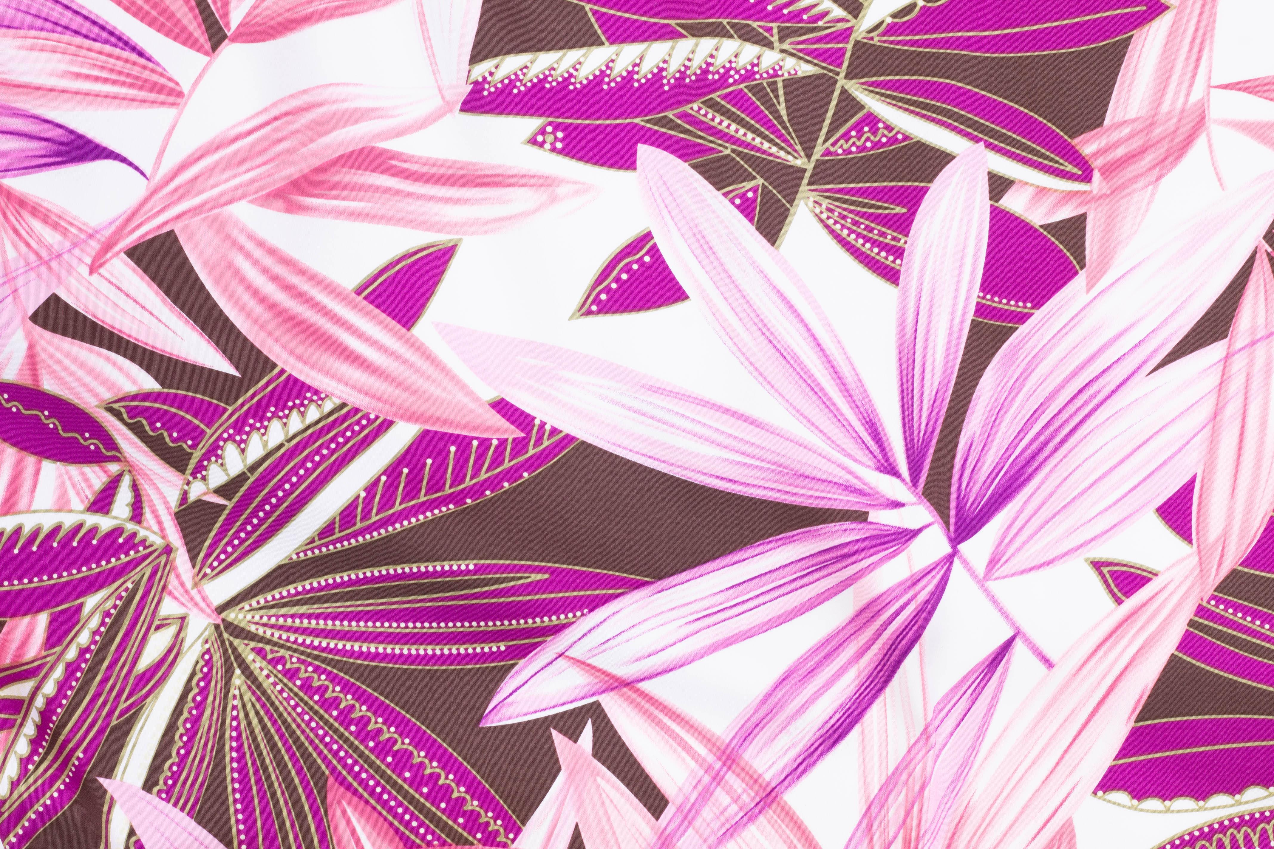 Pink and Brown Floral Stretch Cotton Sateen - Prime Fabrics