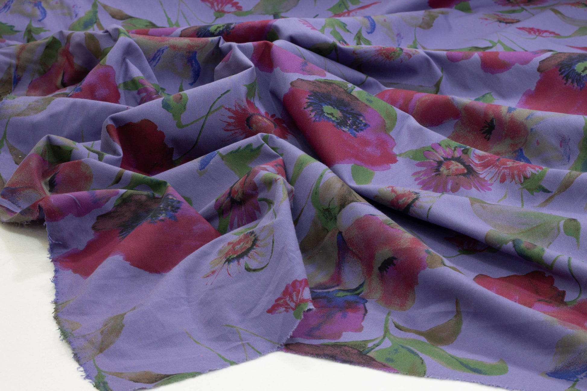 Purple Floral Stretch Cotton - Prime Fabrics
