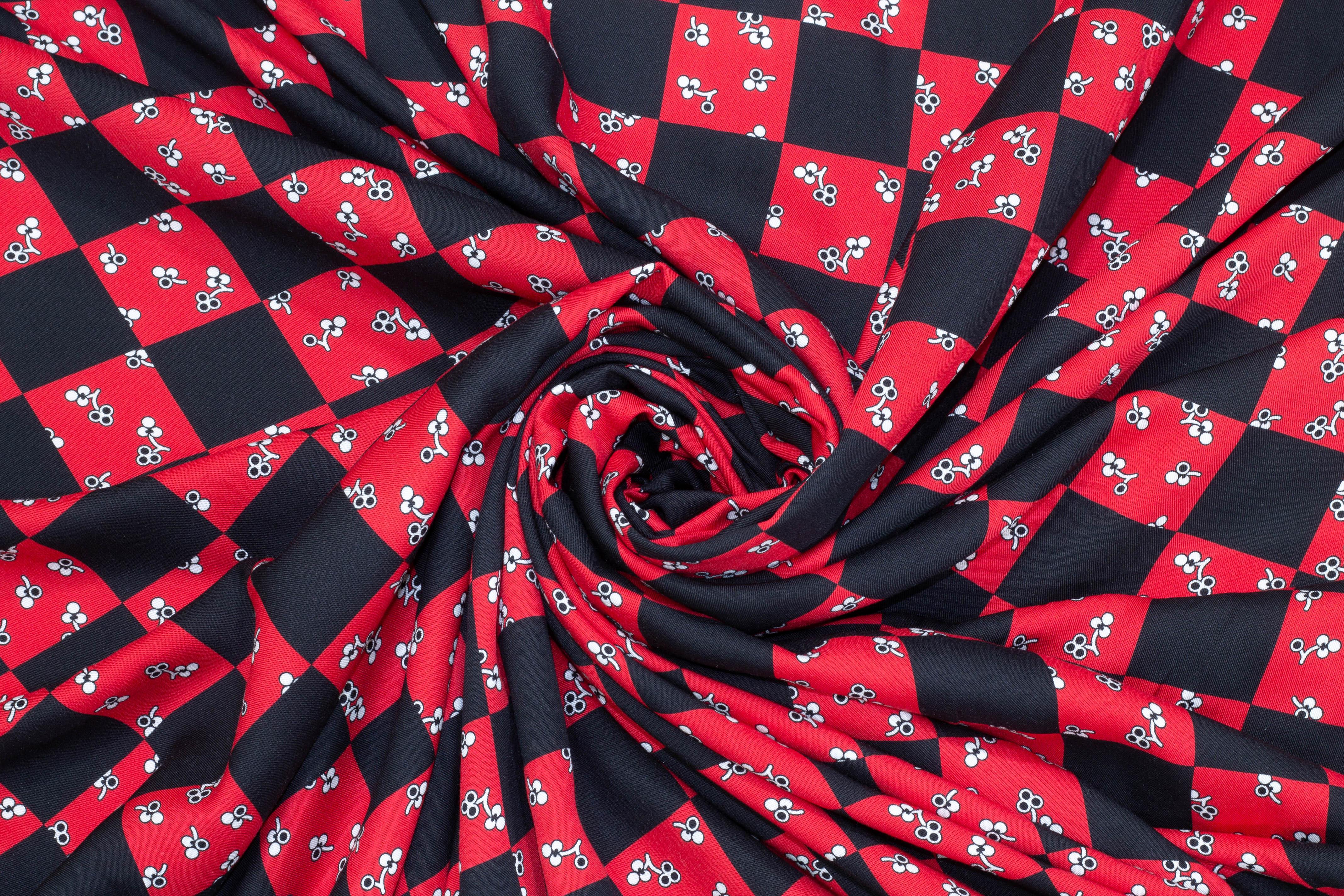 Red and Black Checked Viscose - Prime Fabrics
