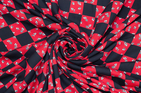 Red and Black Checked Viscose - Prime Fabrics