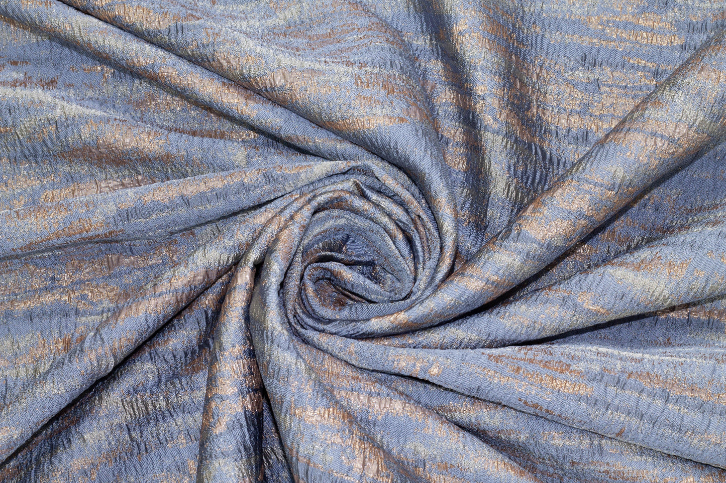 Periwinkle and Copper Metallic Crushed Brocade - Prime Fabrics