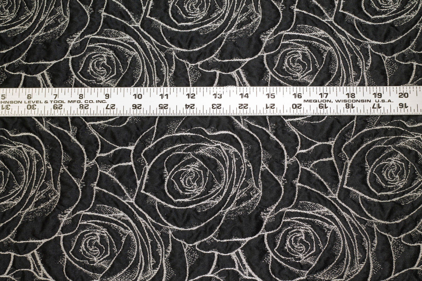 Black and Silver Rose Metallic Brocade - Prime Fabrics
