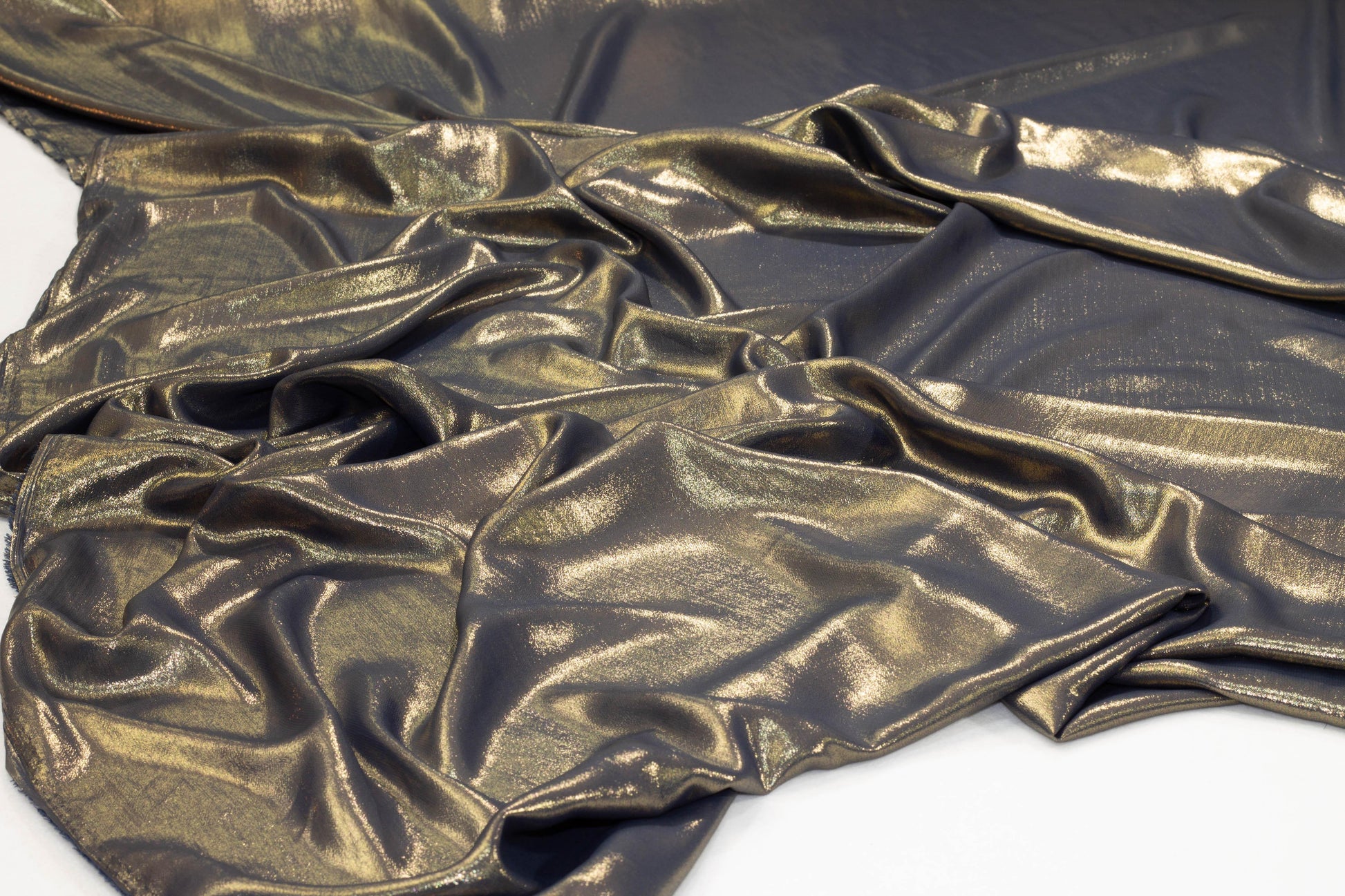Navy and Gold Dope-Dyed Italian Lamé - Prime Fabrics