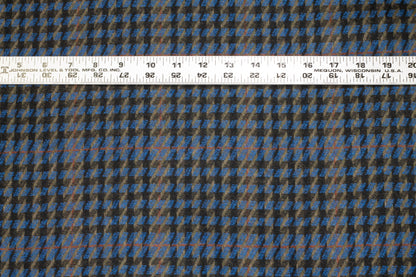 Black and Blue Houndstooth Italian Wool - Prime Fabrics