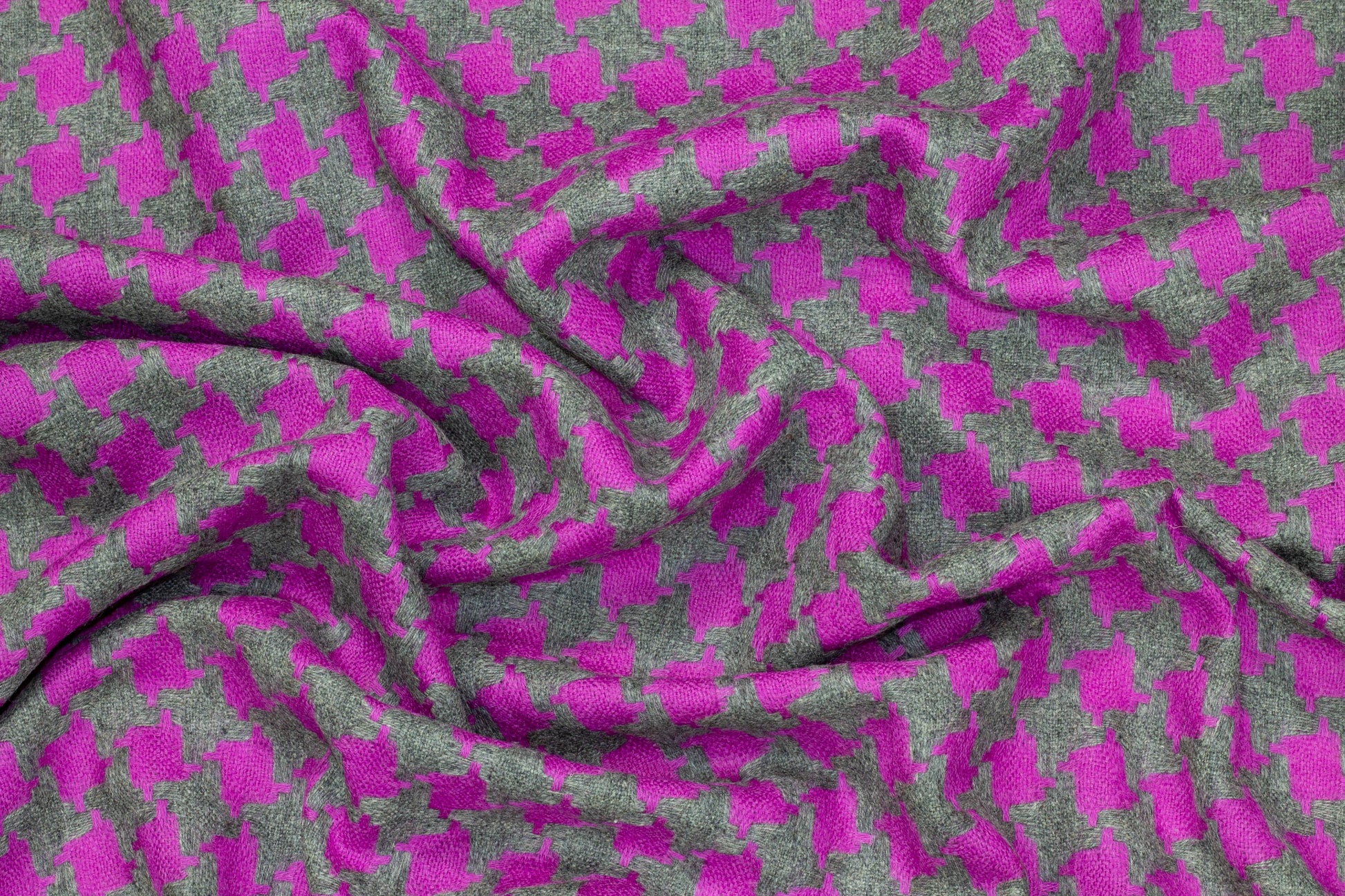 Purple and Gray Houndstooth Italian Wool - Prime Fabrics