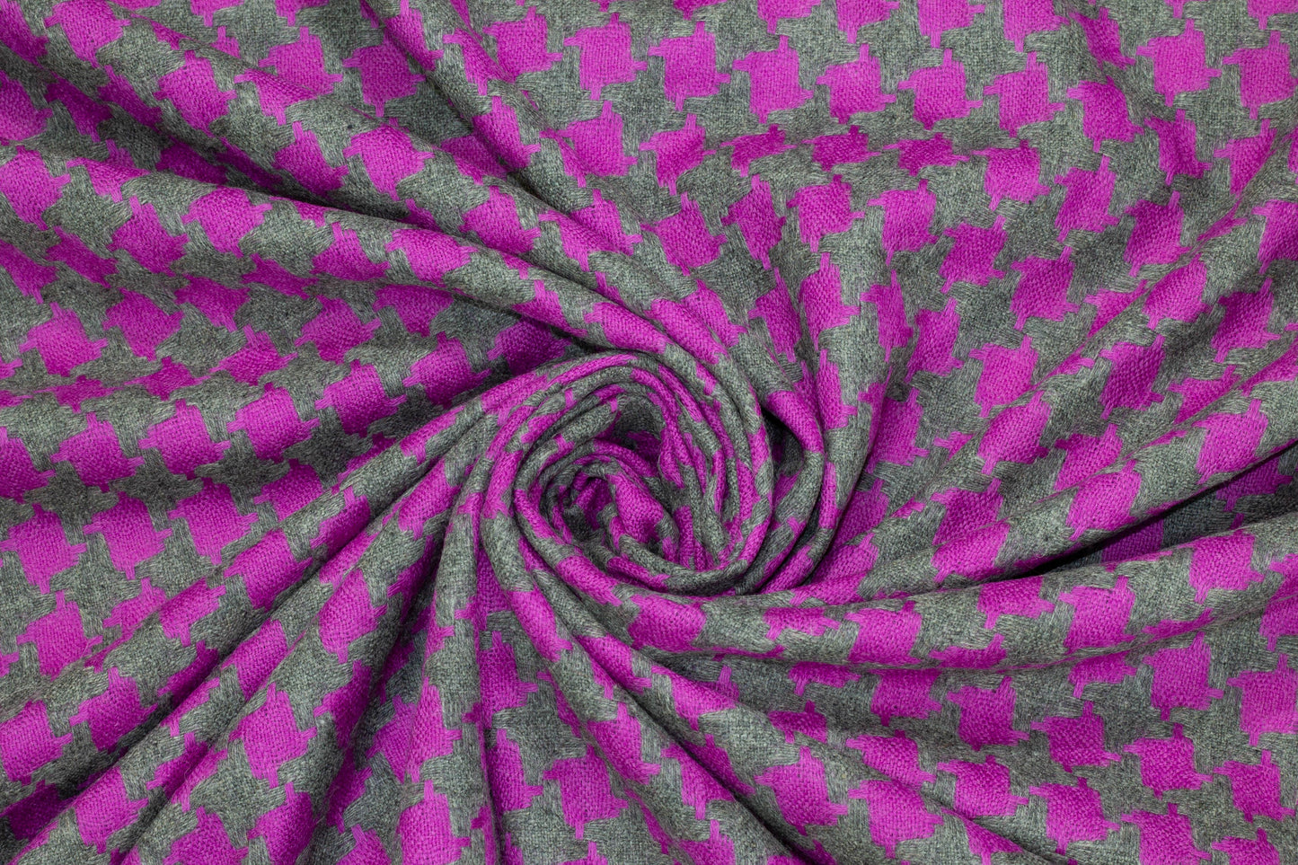 Purple and Gray Houndstooth Italian Wool - Prime Fabrics