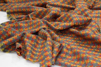 Yellow, Red and Gray Houndstooth Italian Wool - Prime Fabrics