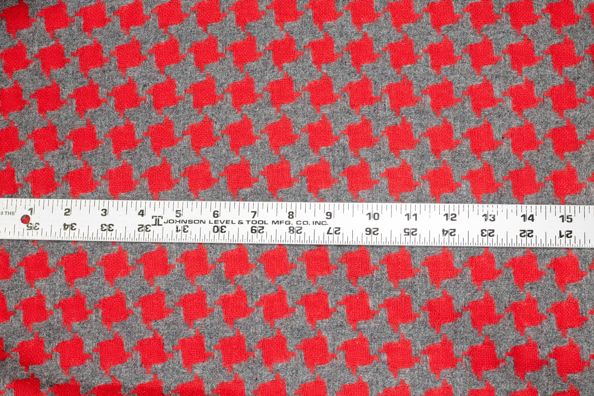 Red and Gray Houndstooth Italian Wool - Prime Fabrics