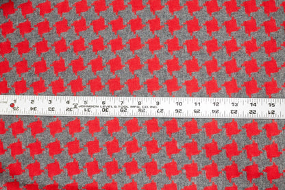 Red and Gray Houndstooth Italian Wool - Prime Fabrics