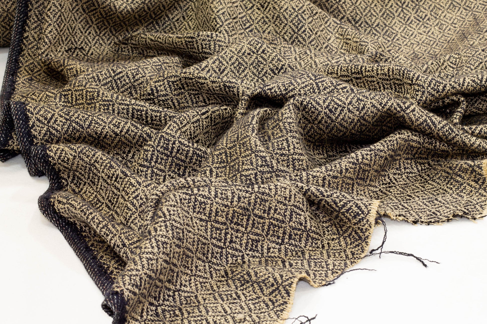 Navy and Taupe Italian Wool Tweed - Prime Fabrics