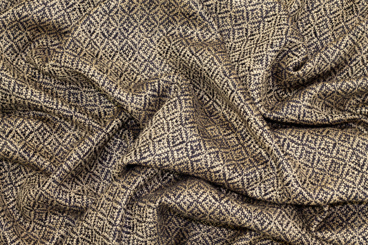 Navy and Taupe Italian Wool Tweed - Prime Fabrics