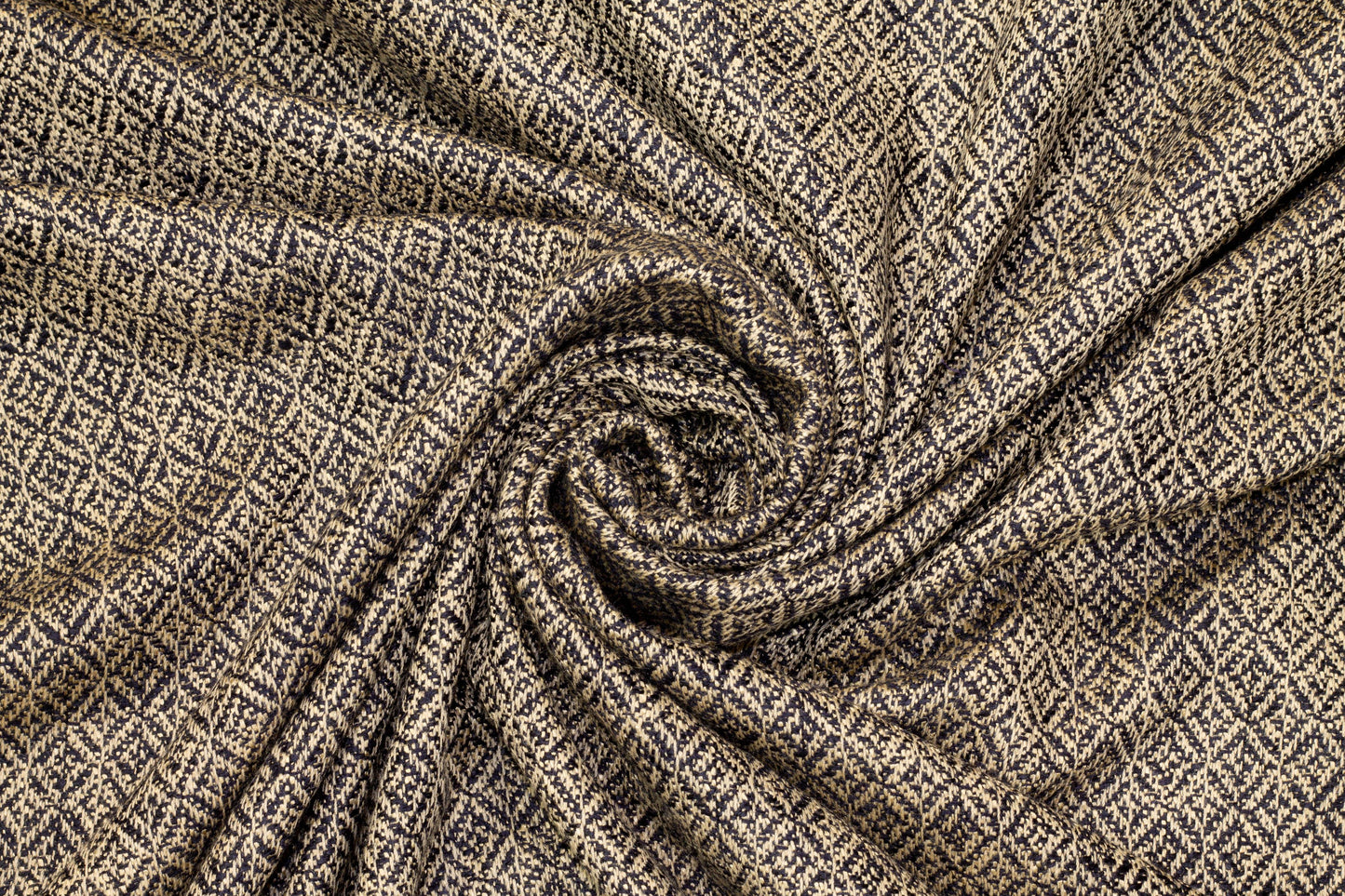 Navy and Taupe Italian Wool Tweed - Prime Fabrics