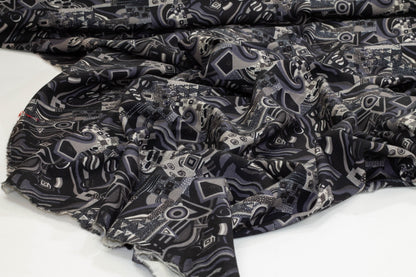 Gray Abstract Italian Wool - Prime Fabrics