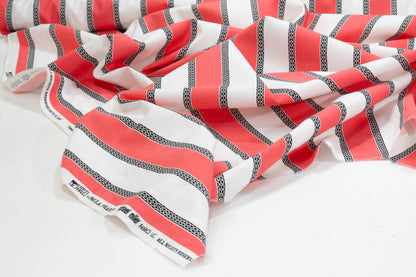 Coral and White Striped Cotton - Prime Fabrics