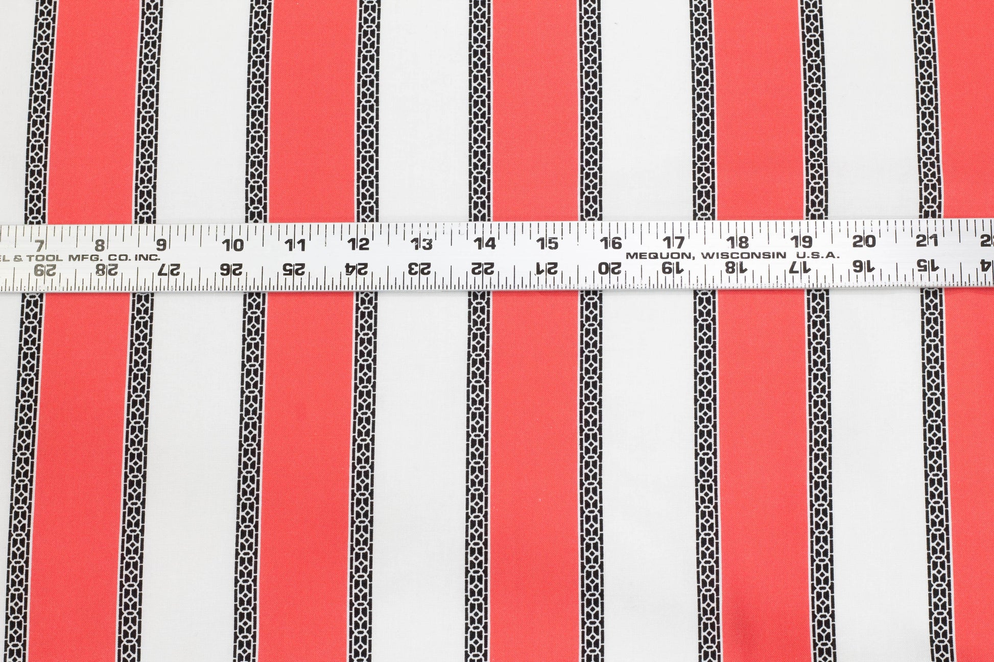 Coral and White Striped Cotton - Prime Fabrics