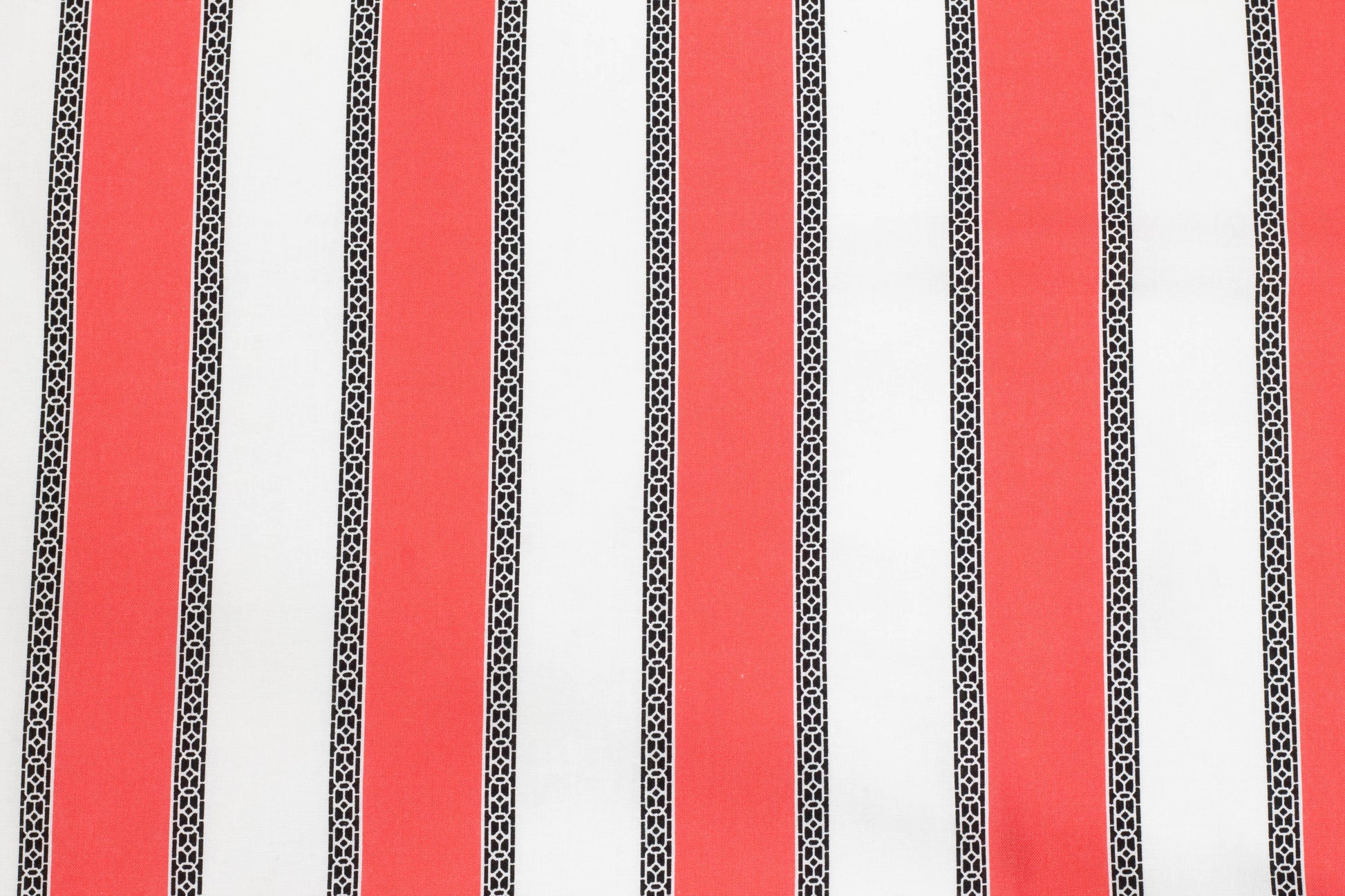 Coral and White Striped Cotton - Prime Fabrics