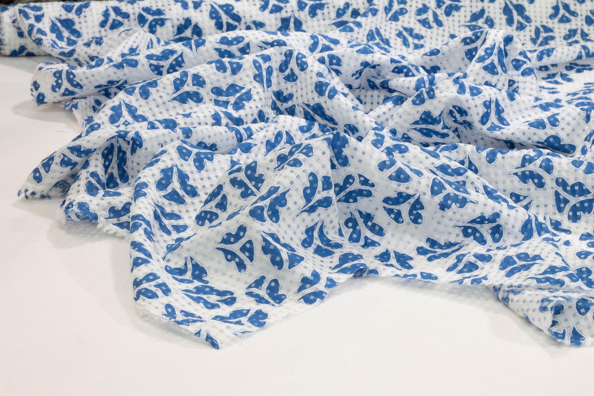 Blue and White Cotton Voile - Prime Fabrics