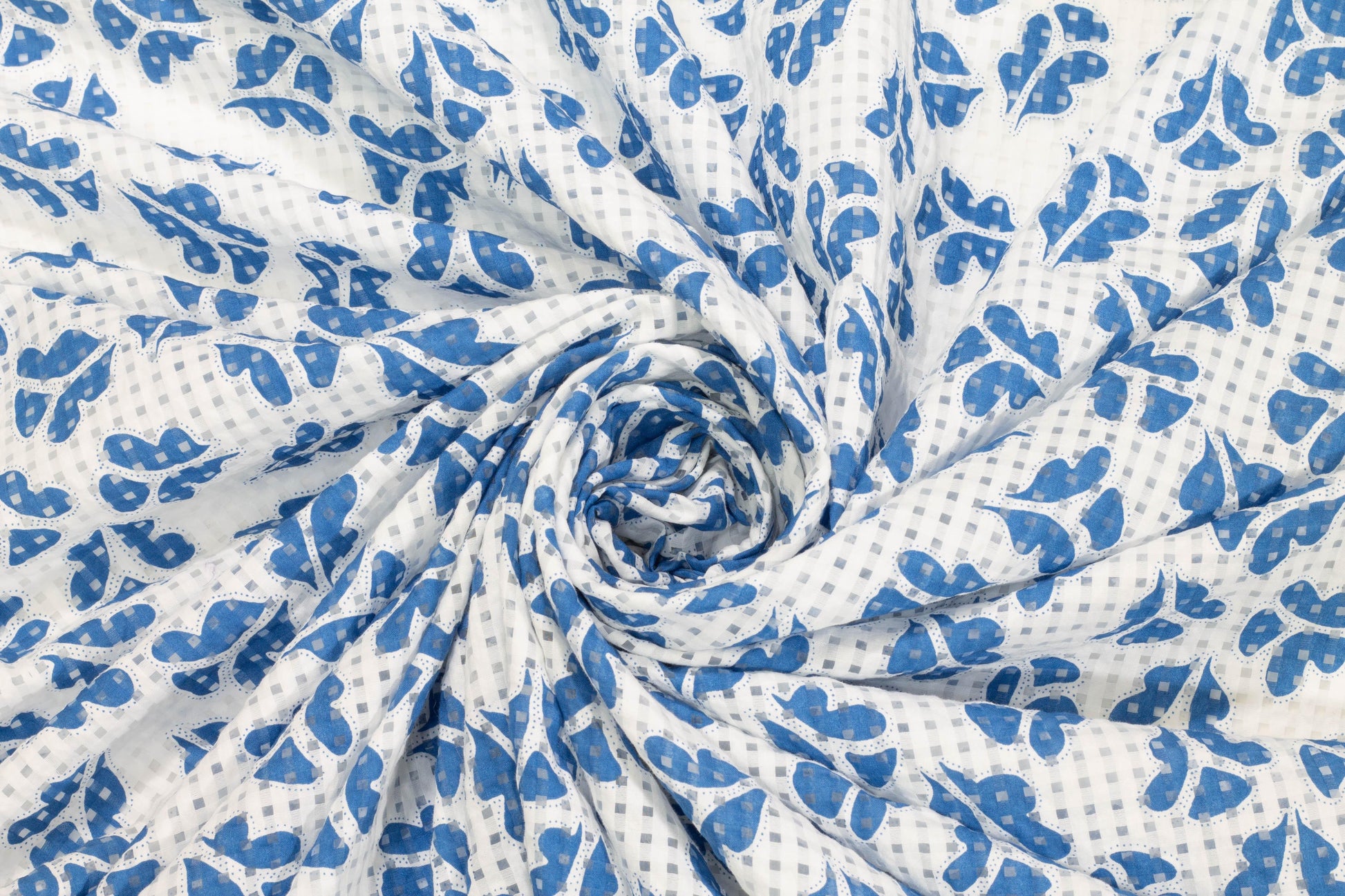 Blue and White Cotton Voile - Prime Fabrics