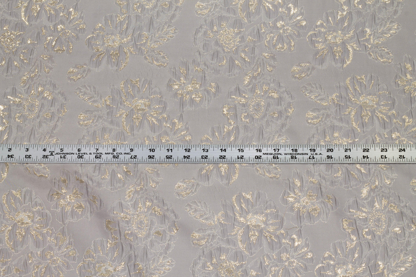 Gray and Gold Metallic Floral Crushed Brocade - Prime Fabrics
