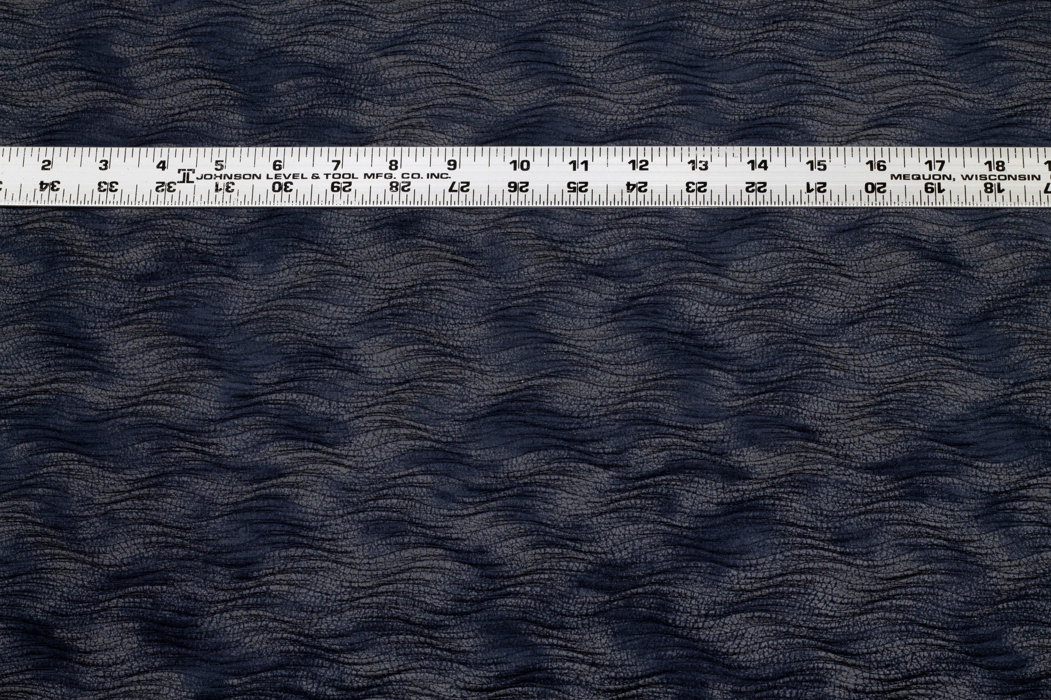 Navy Pleated Polyester - Made in Italy - Prime Fabrics