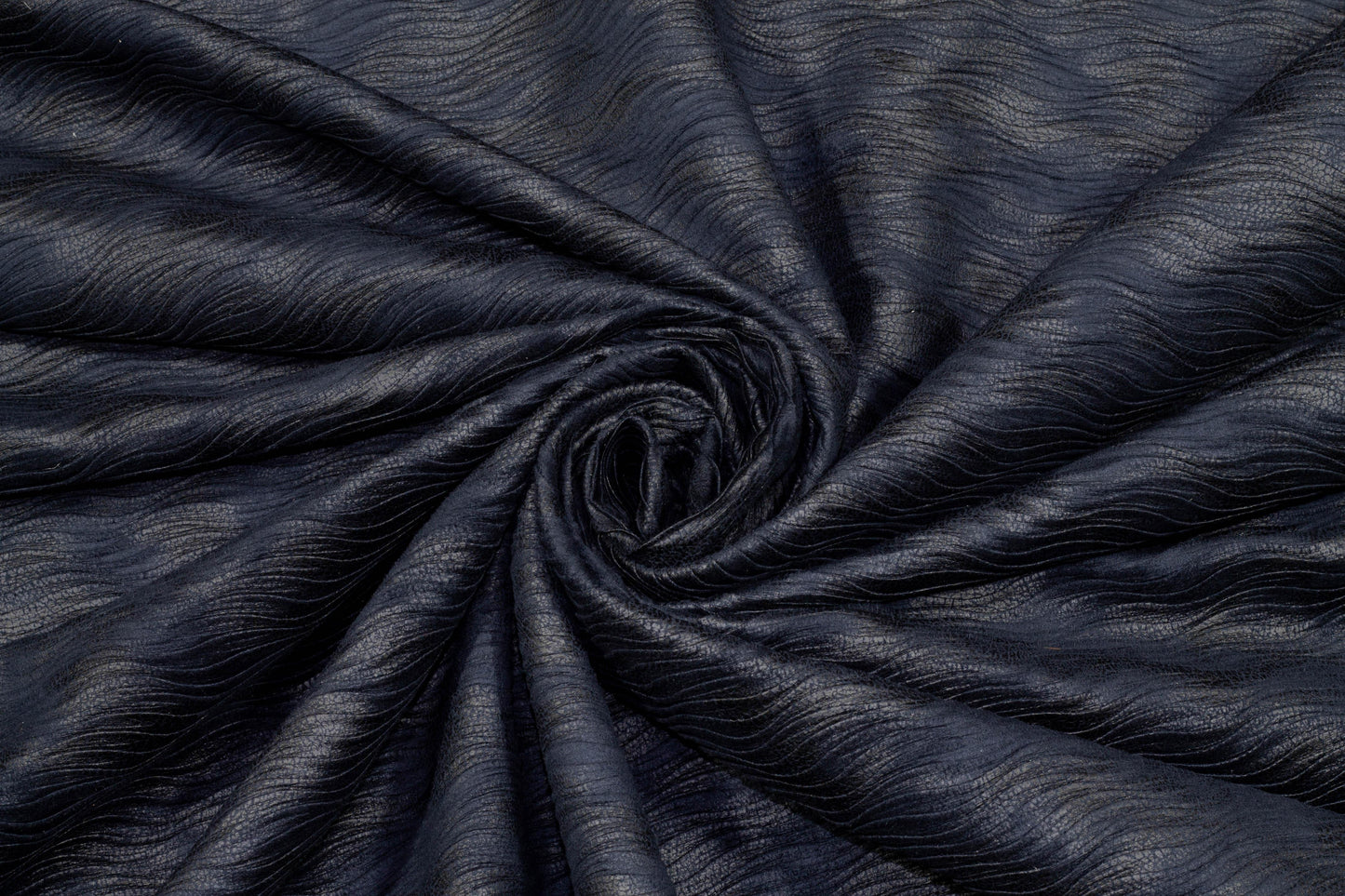 Navy Pleated Polyester - Made in Italy - Prime Fabrics