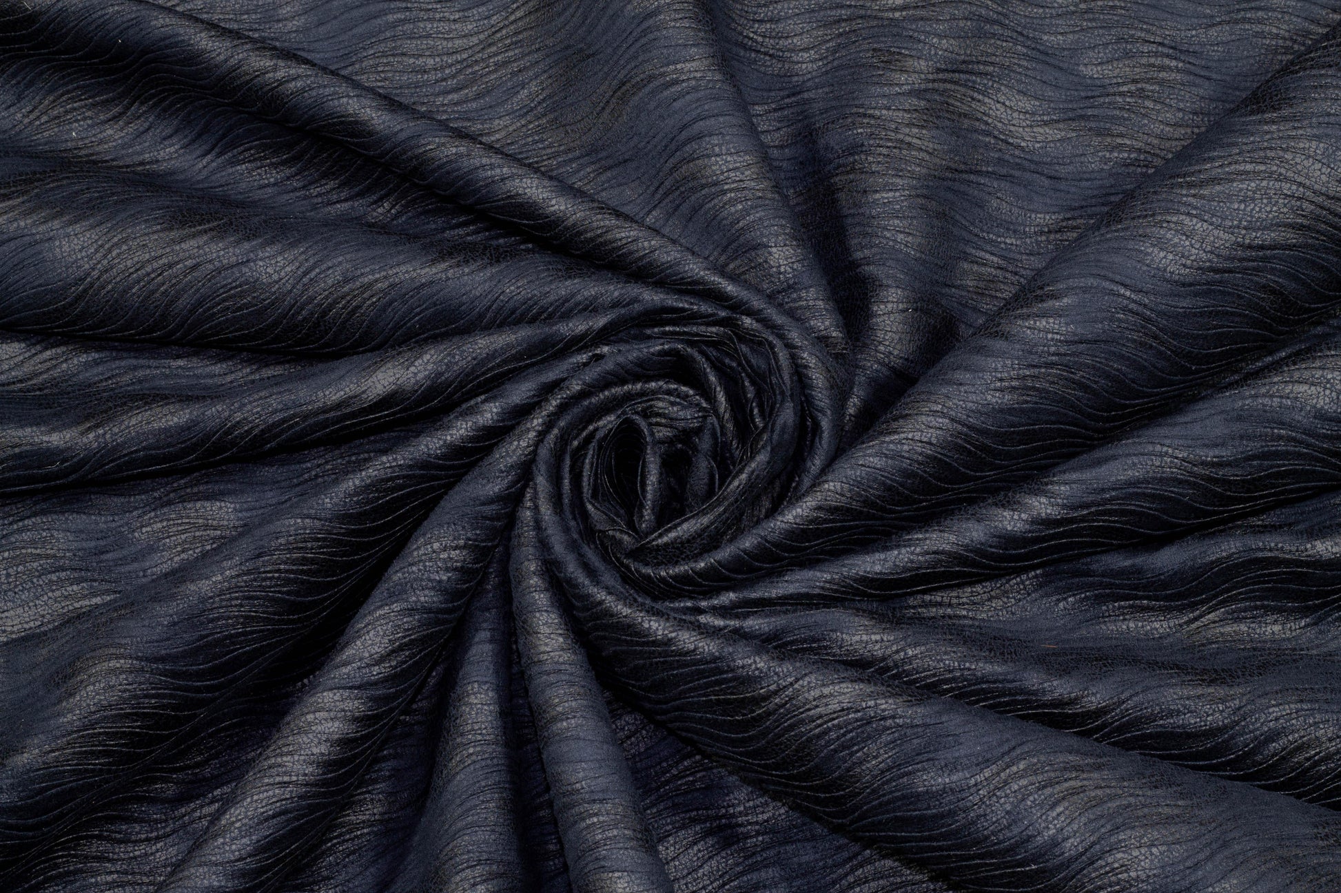 Navy Pleated Polyester - Made in Italy - Prime Fabrics