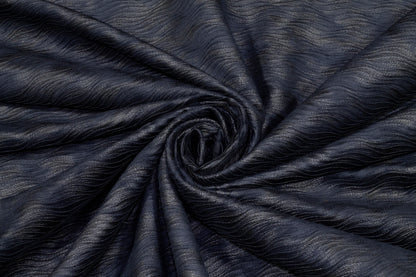 Navy Pleated Polyester - Made in Italy - Prime Fabrics