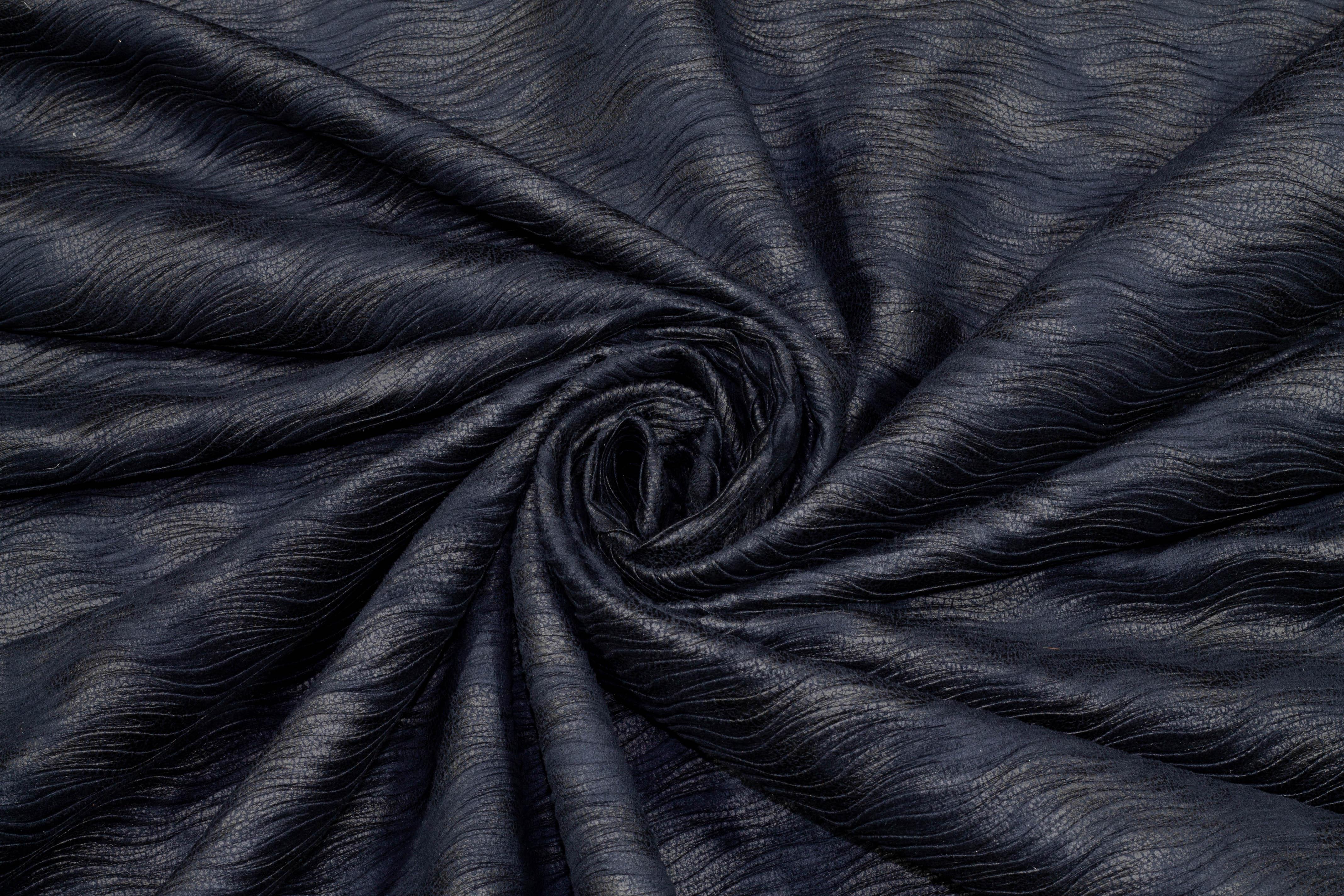 Navy Pleated Polyester - Made in Italy - Prime Fabrics