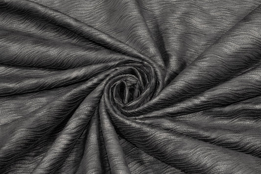 Gray Pleated Polyester - Made in Italy - Prime Fabrics