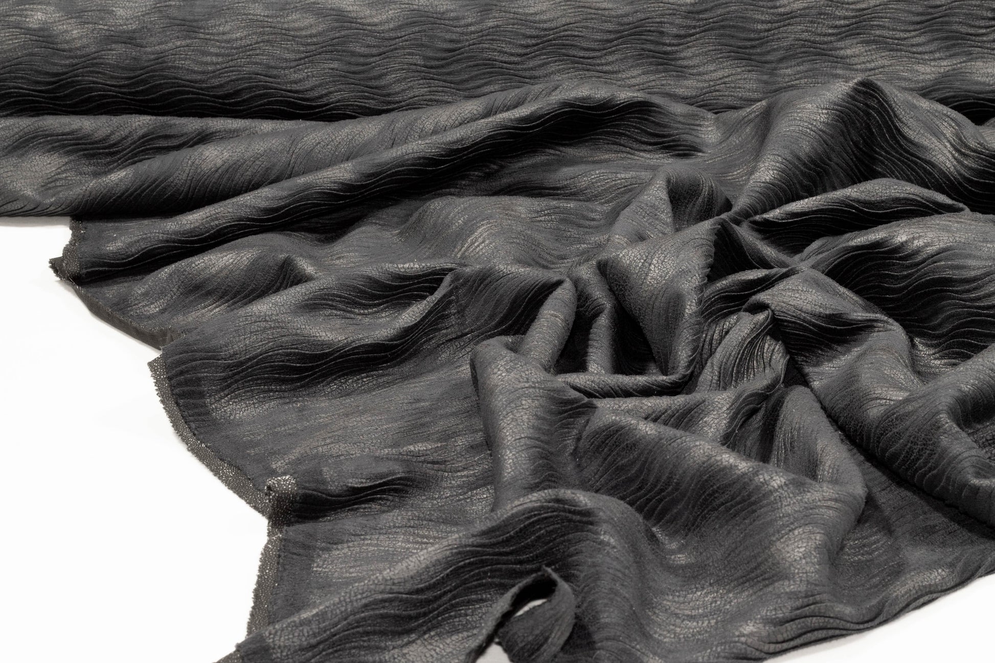 Gray Pleated Polyester - Made in Italy - Prime Fabrics