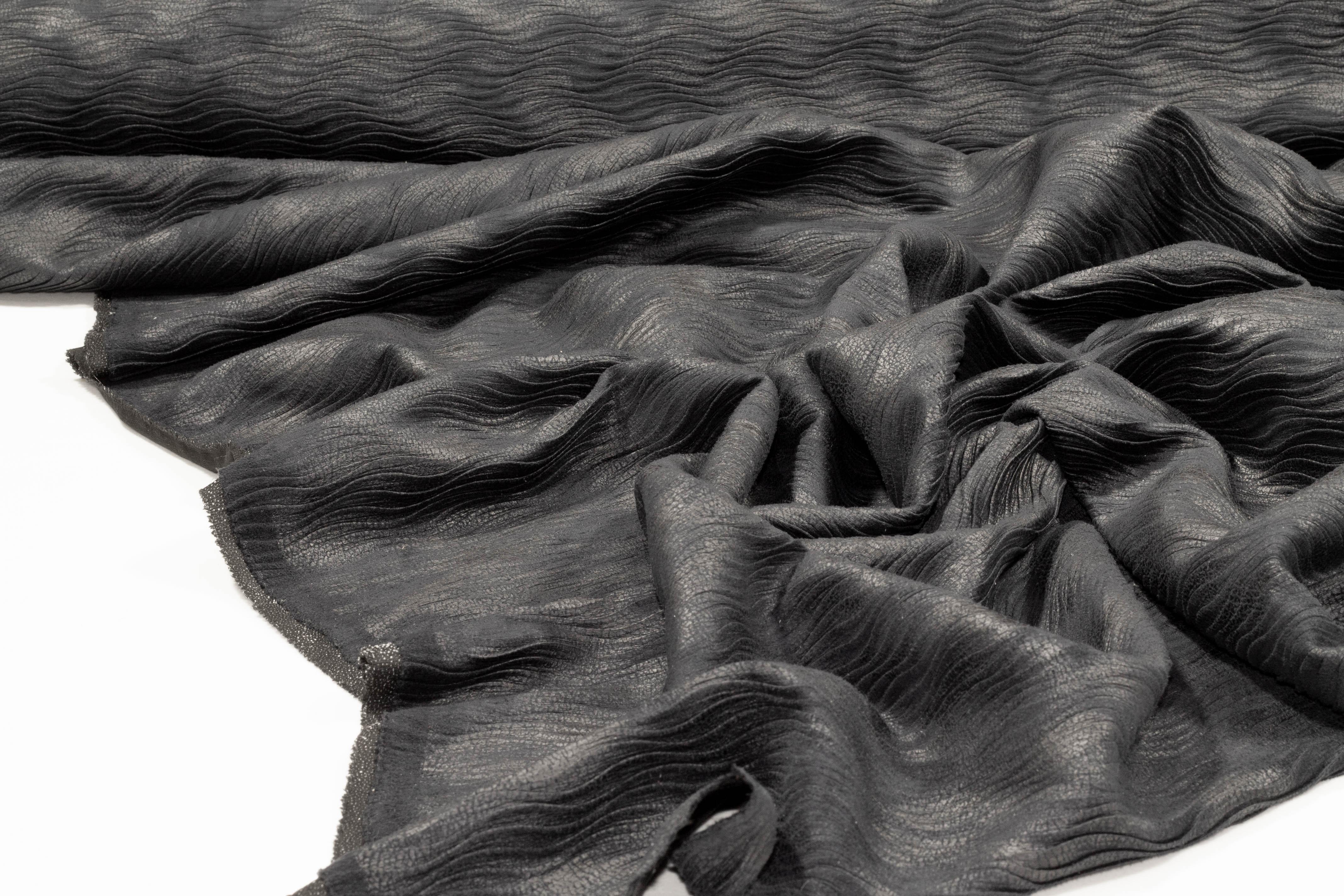 Gray Pleated Polyester - Made in Italy - Prime Fabrics