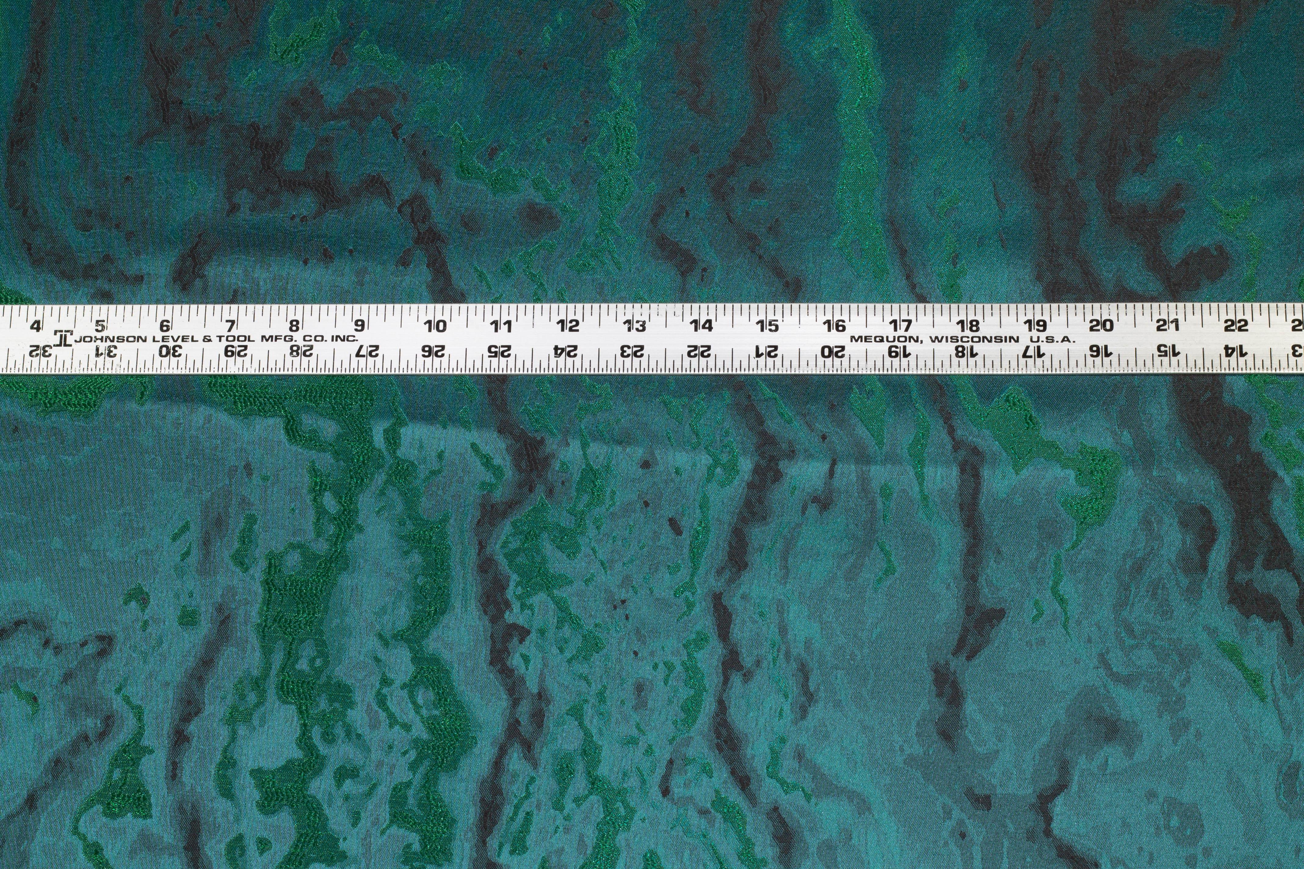 Deep Teal Metallic Brocade - Prime Fabrics