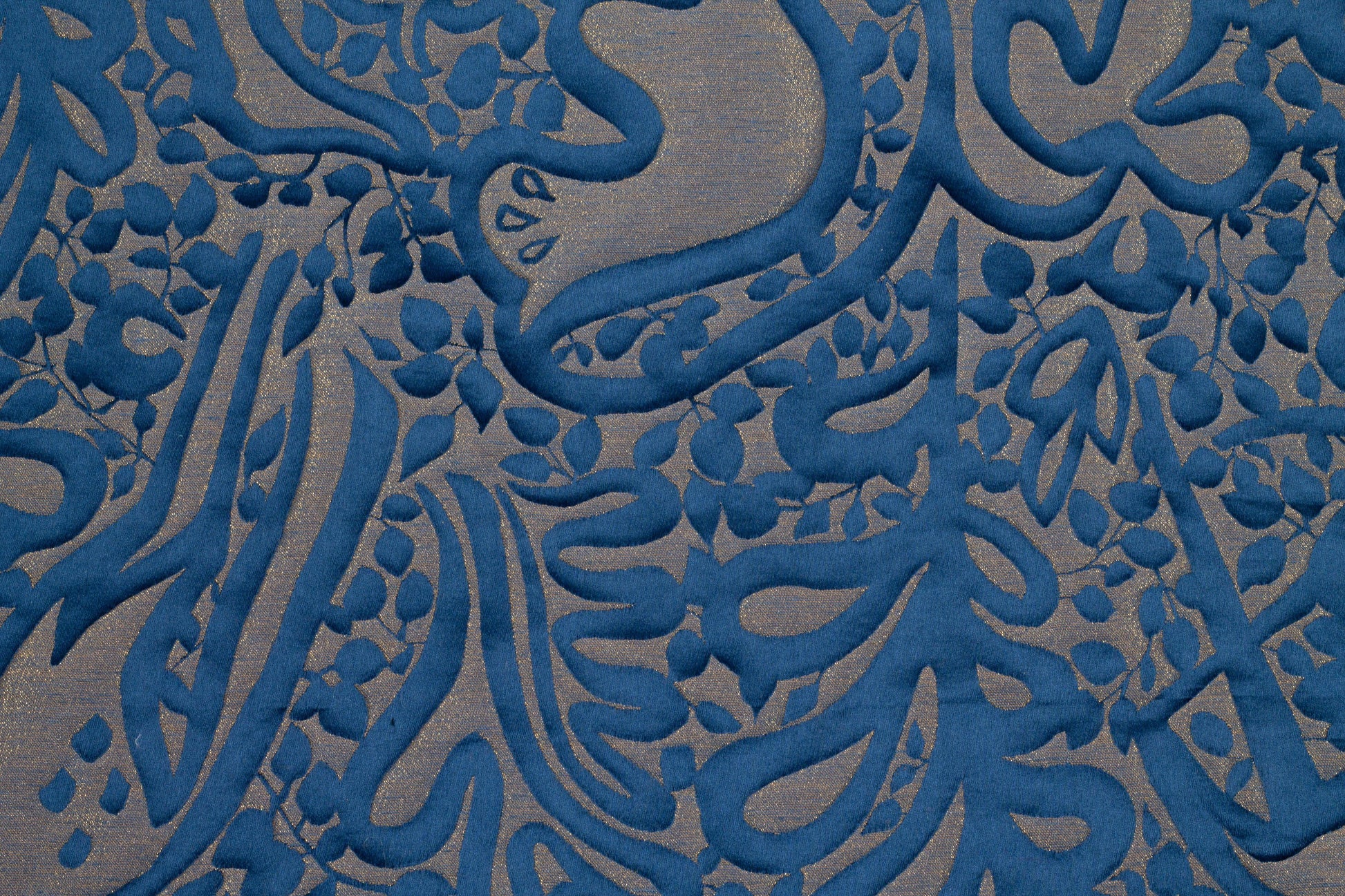Blue and Gray Metallic French Brocade - Prime Fabrics