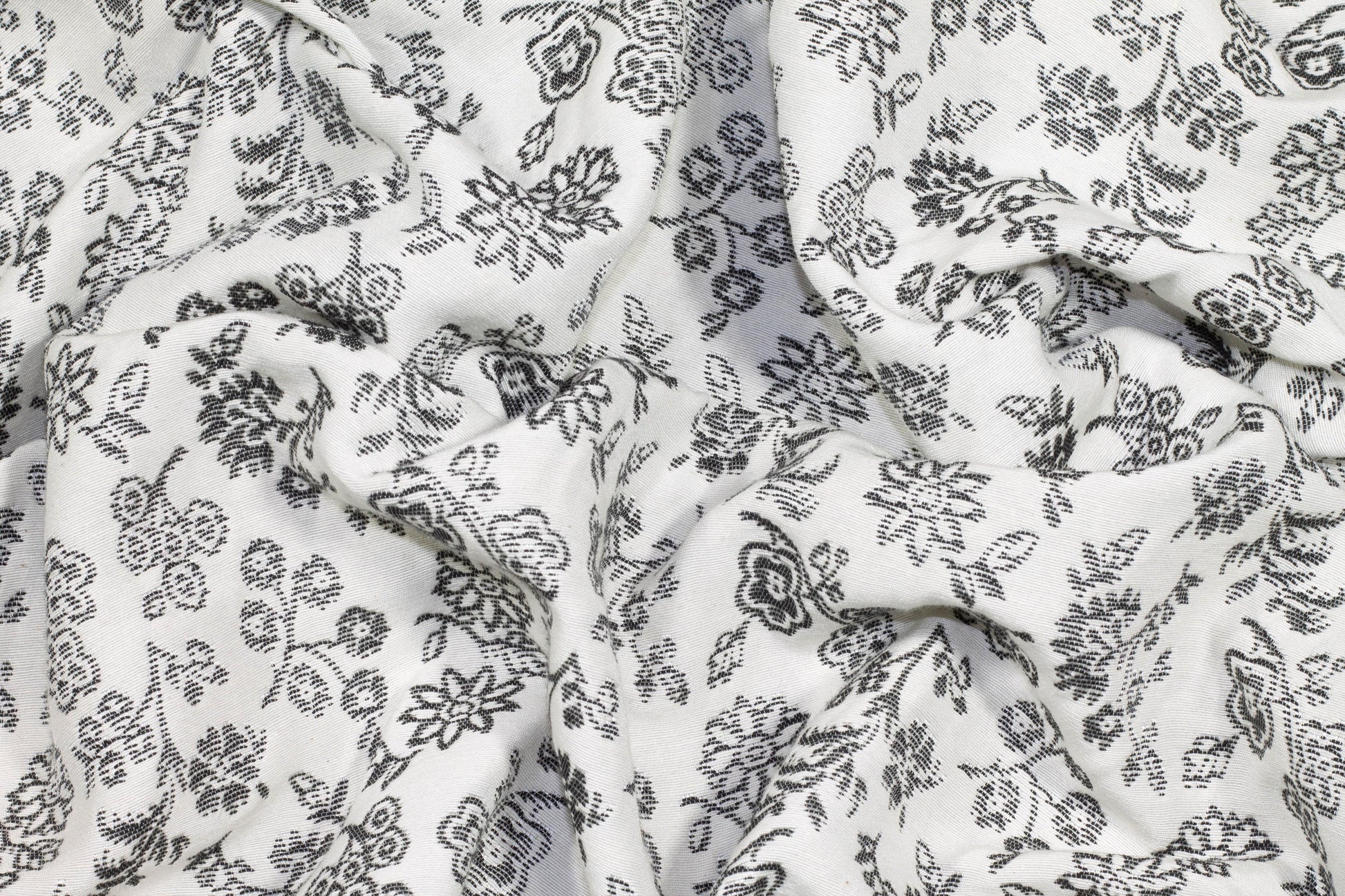 Gray and White Floral Italian Brocade - Prime Fabrics