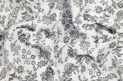 Gray and White Floral Italian Brocade - Prime Fabrics