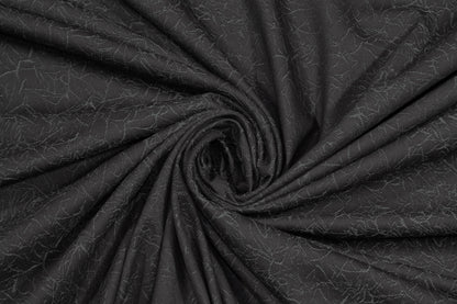 Dark Gray Abstract Cotton Brocade - Prime Fabrics
