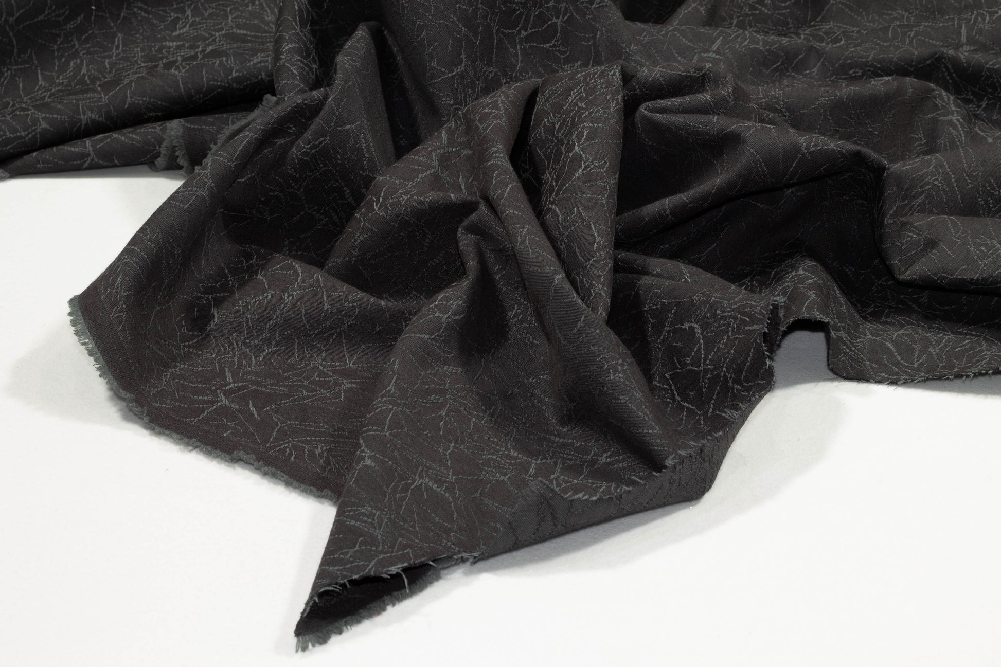 Dark Gray Abstract Cotton Brocade - Prime Fabrics