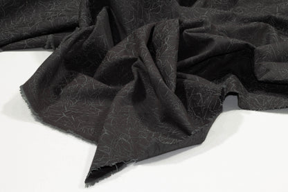 Dark Gray Abstract Cotton Brocade - Prime Fabrics