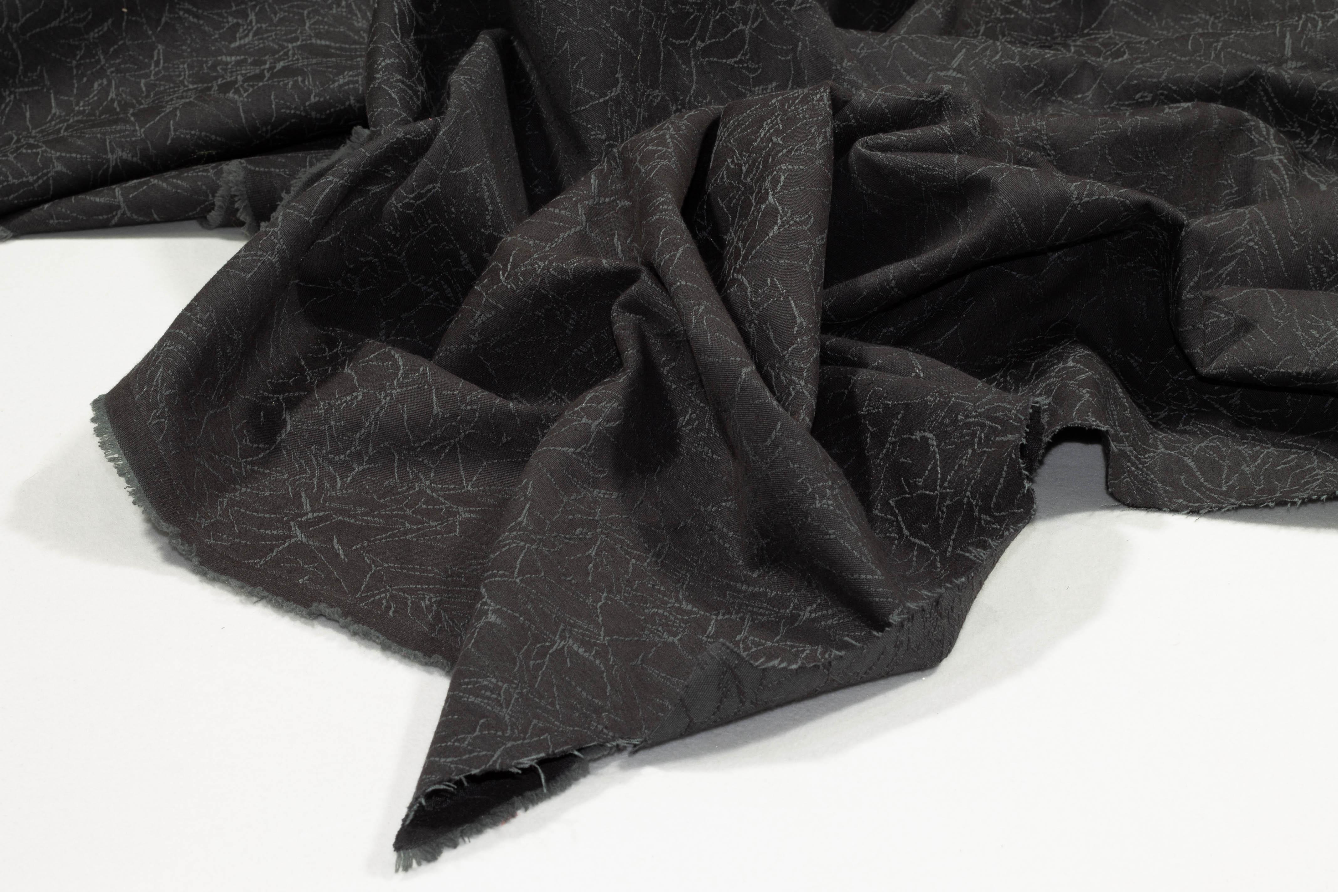 Dark Gray Abstract Cotton Brocade - Prime Fabrics