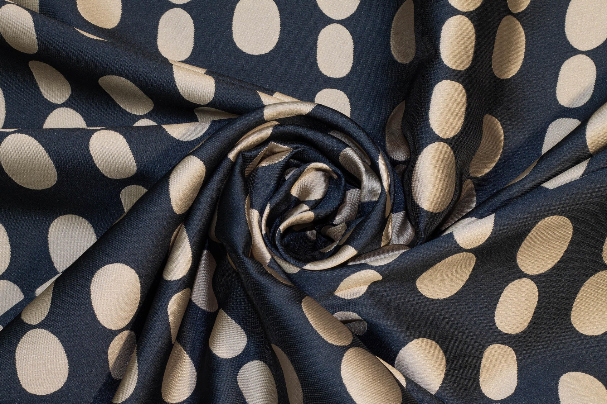 Navy and Taupe Double Faced Dotted Jacquard - Prime Fabrics