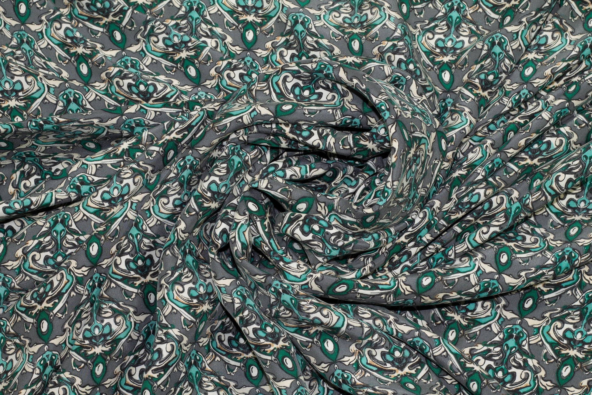 Teal and Gray Silk - Prime Fabrics
